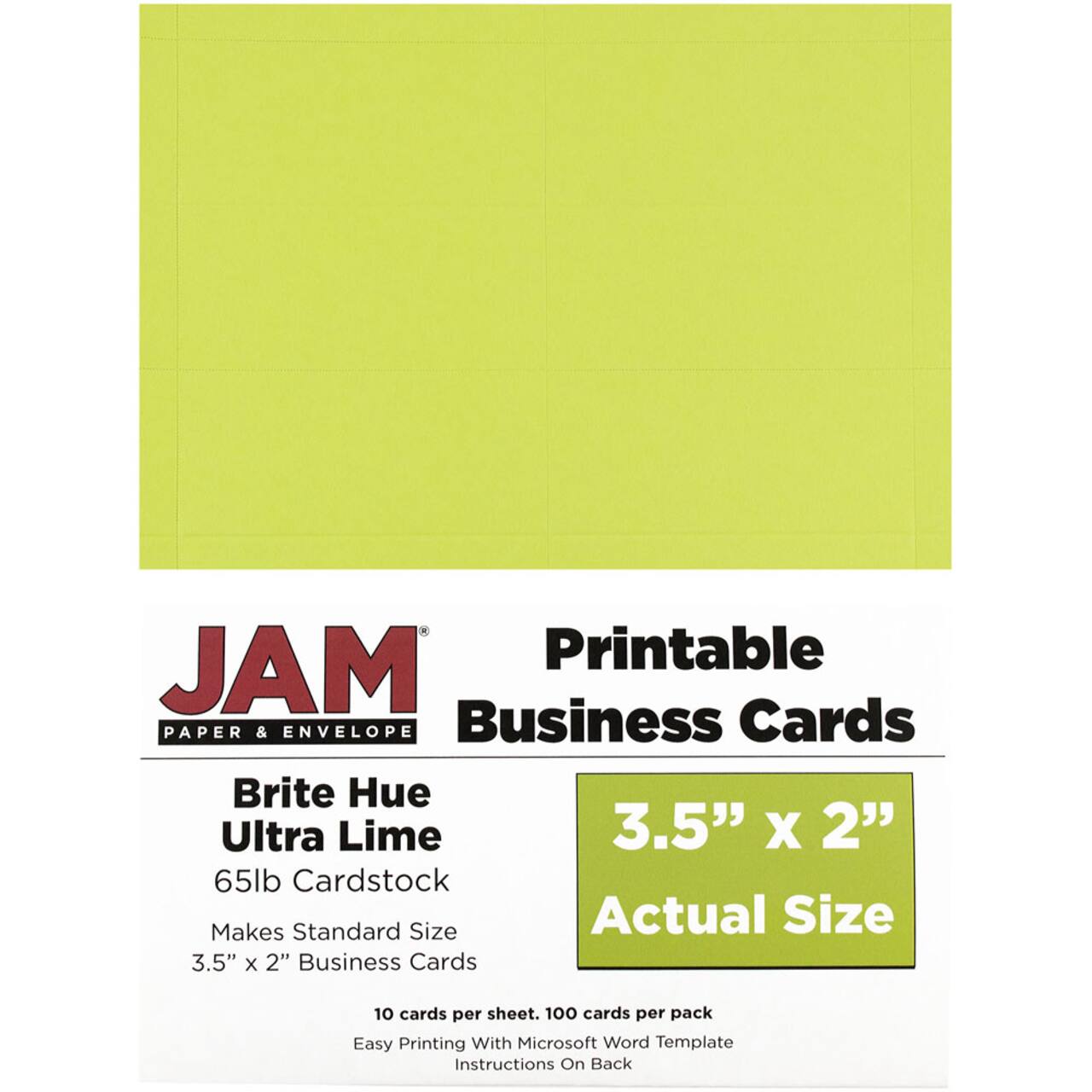 JAM Paper Brite Hue Printable Business Cards, 100ct.